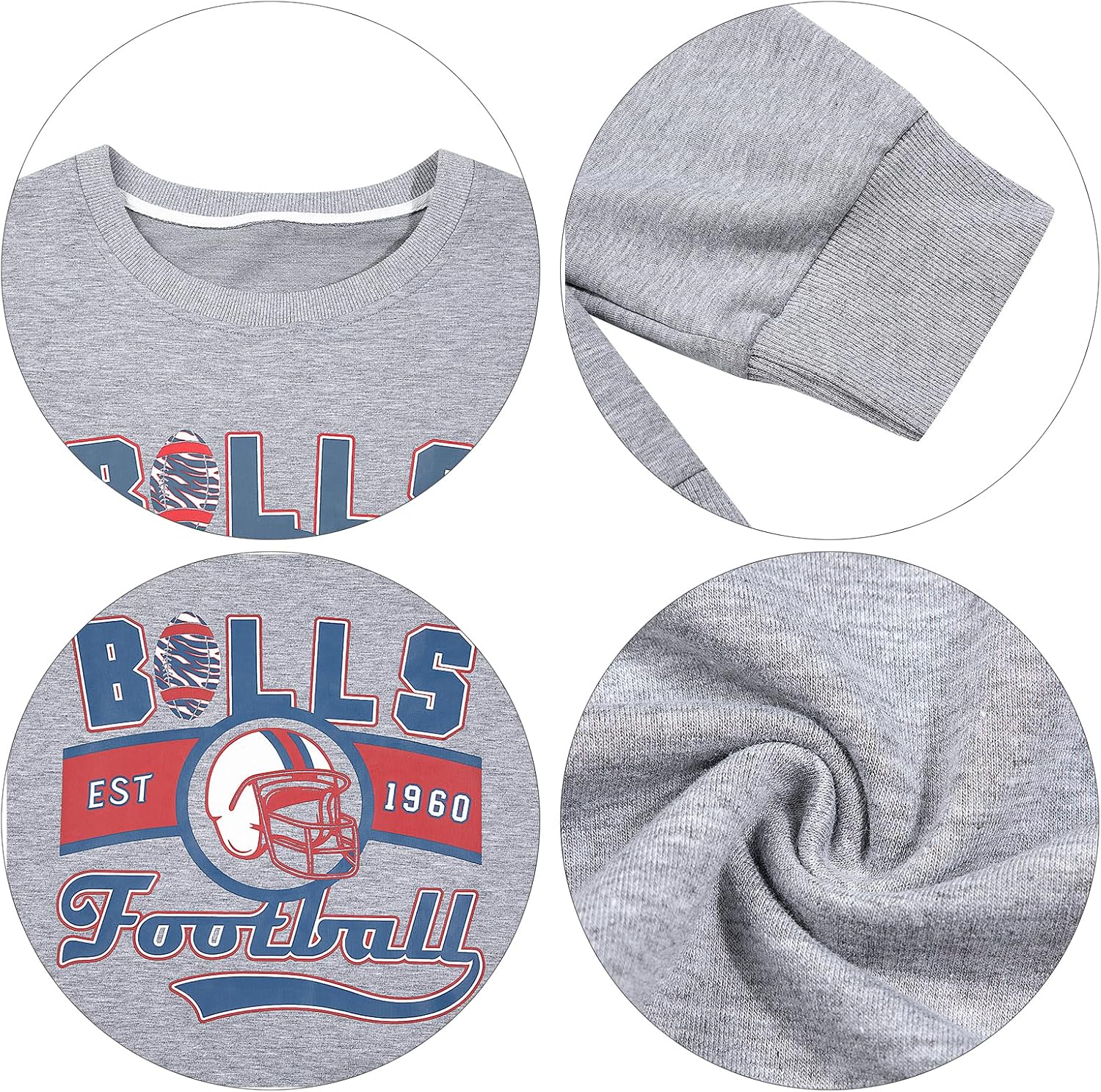 JINTING Football Sweatshirts Women Game Day: Football Letters Print Tee Game Day Long Sleeve Shirt Football Team Fans Tops - Image 6