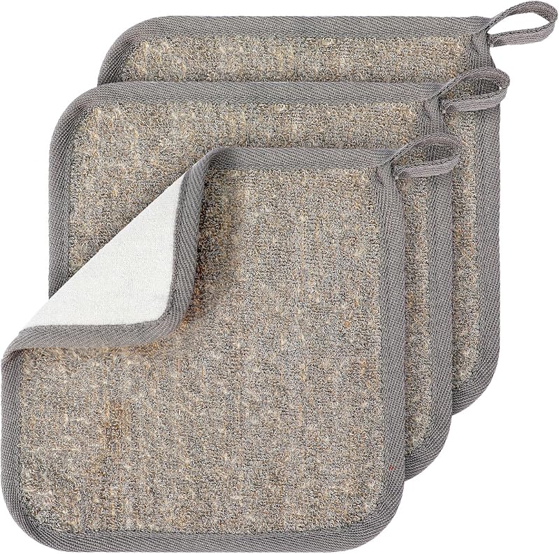 Shimmeroo Panos de limpeza para rosto e corpo com carvão de bambu, cinza, 20,5 x 20,5 cm, pacote com 3