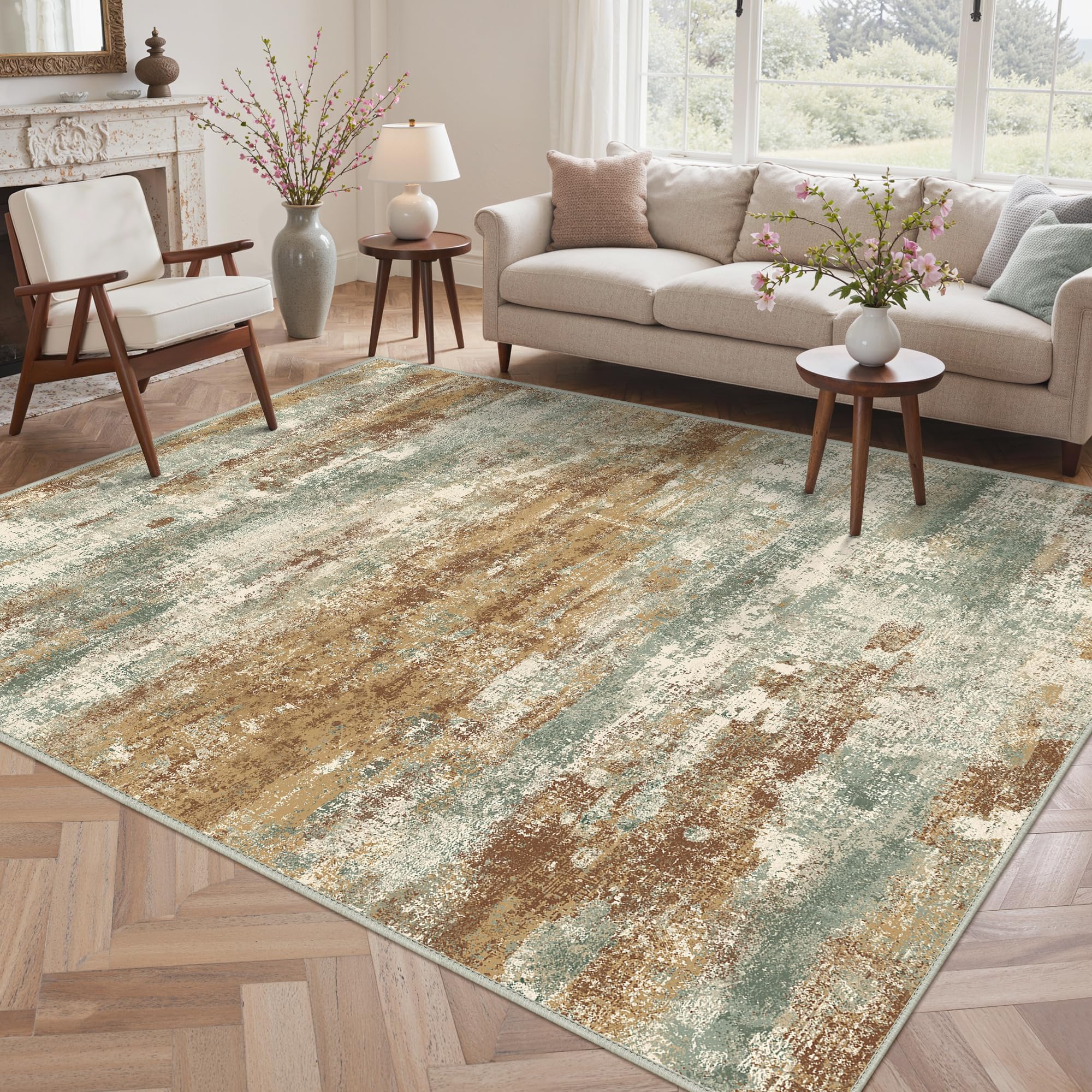 BEIMO Waschbarer Teppich Wohnzimmer, Abstrakt Design Teppich Schlafzimmer Kurzflor, Groß Teppiche rutschfest Weiche für Badezimmer Esszimmer Flur