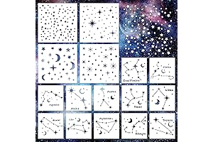 Star Stencils for Painting Wall or Canvas, 16Pcs Reusable Constellation Stencils