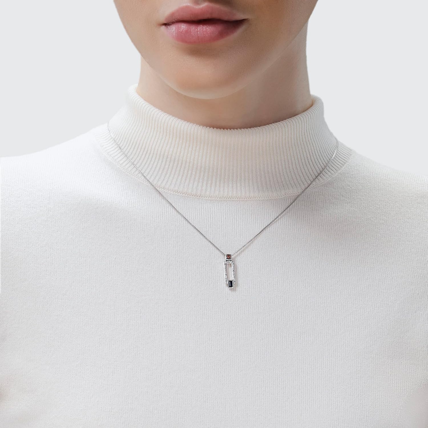 Jewelili Star Wars™ Fine Jewelry R2 Series Women's Pendant 1/5 Ct.Tw. White Diamonds Garnet and Blue Sapphire Silver