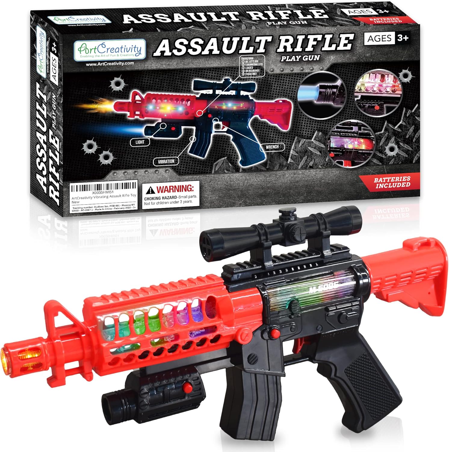 ArtCreativity Toy Rifle Vibrating Toy Guns for Boys