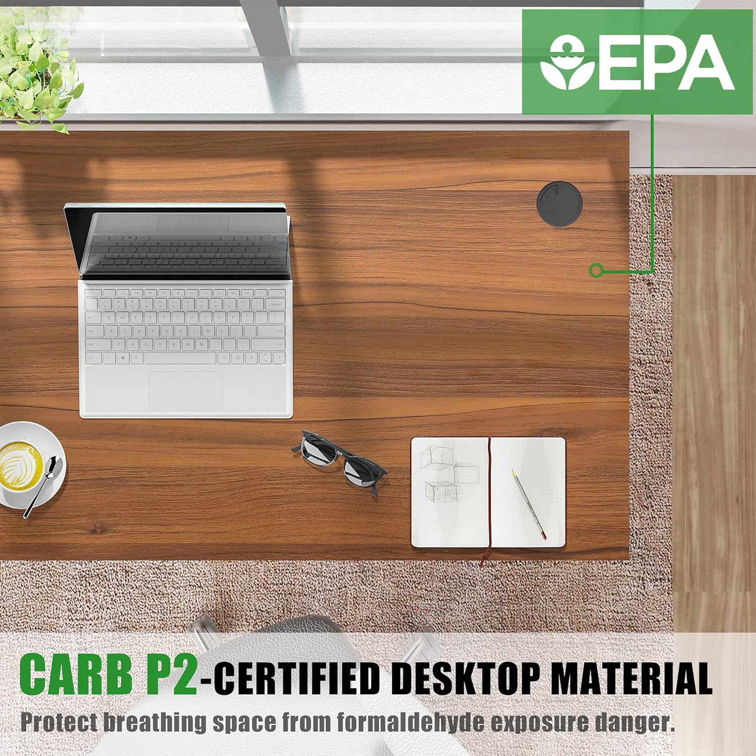 EUREKA ERGONOMIC 47 Inch Teak Home Office Computer Desk, Simple Modern Sturdy Work Study Writing PC Gaming Table for Large Spaces in Adults Teens Kids Bedroom Corner with Black Legs : Home & Kitchen