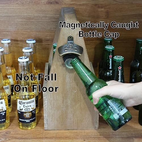 Miniatura 3 de Abrebotellas magnético retro montado en la pared, bronce antiguo, abridor de cerveza de época antigua, soporte de poste para bar, hotel, cueva de