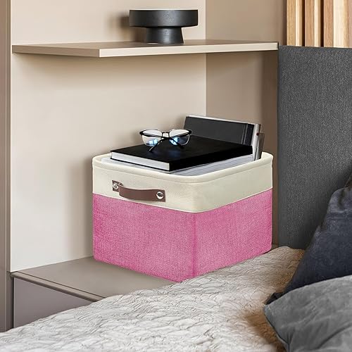 Miniatura 81 de Simple Houseware Contenedor grande de tela de almacenamiento, 14.4 x 10 pulgadas con asas, paquete de 3, organizador plegable para armario y Gris