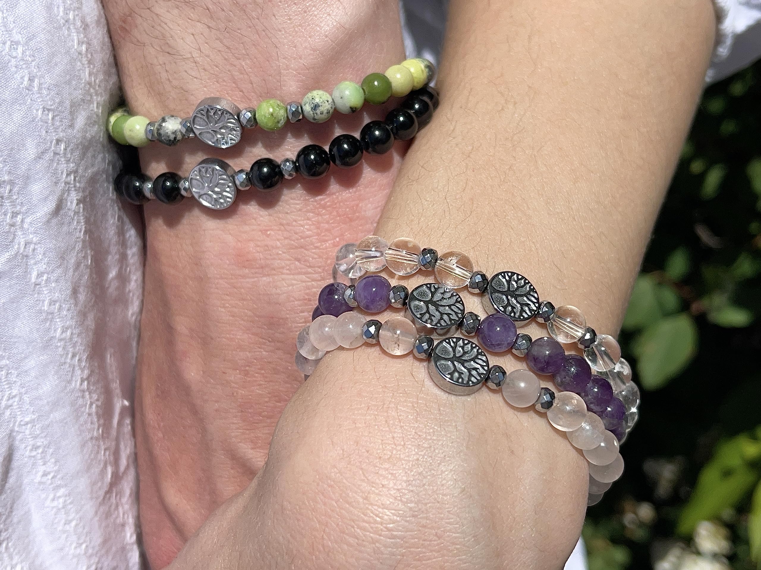 Hochwertiges Edelsteinarmband mit Hämatit und Lebensbaum, Spiritueller Schmuck für Damen und Herren, Handmade Begleiter für Kraft und Erdung, personalisierbar