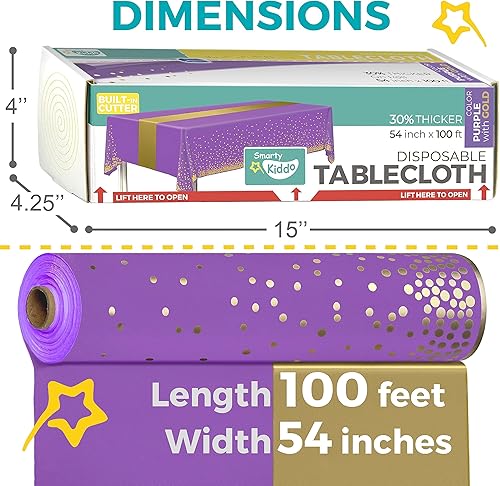 Miniatura 27 de Rollo de mantel de plástico negro de 54 x 100 pies con caja de cortador integrada, mantel desechable para fiestas, pícnic, eventos Negro,Rosa