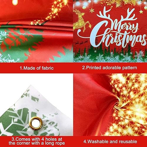 Miniatura 3 de KatchOn Cartel de Feliz Navidad extra grande  72 x 44 pulgadas  Fondo rojo de Navidad para decoraciones de fiesta  Banner de letras iluminadas