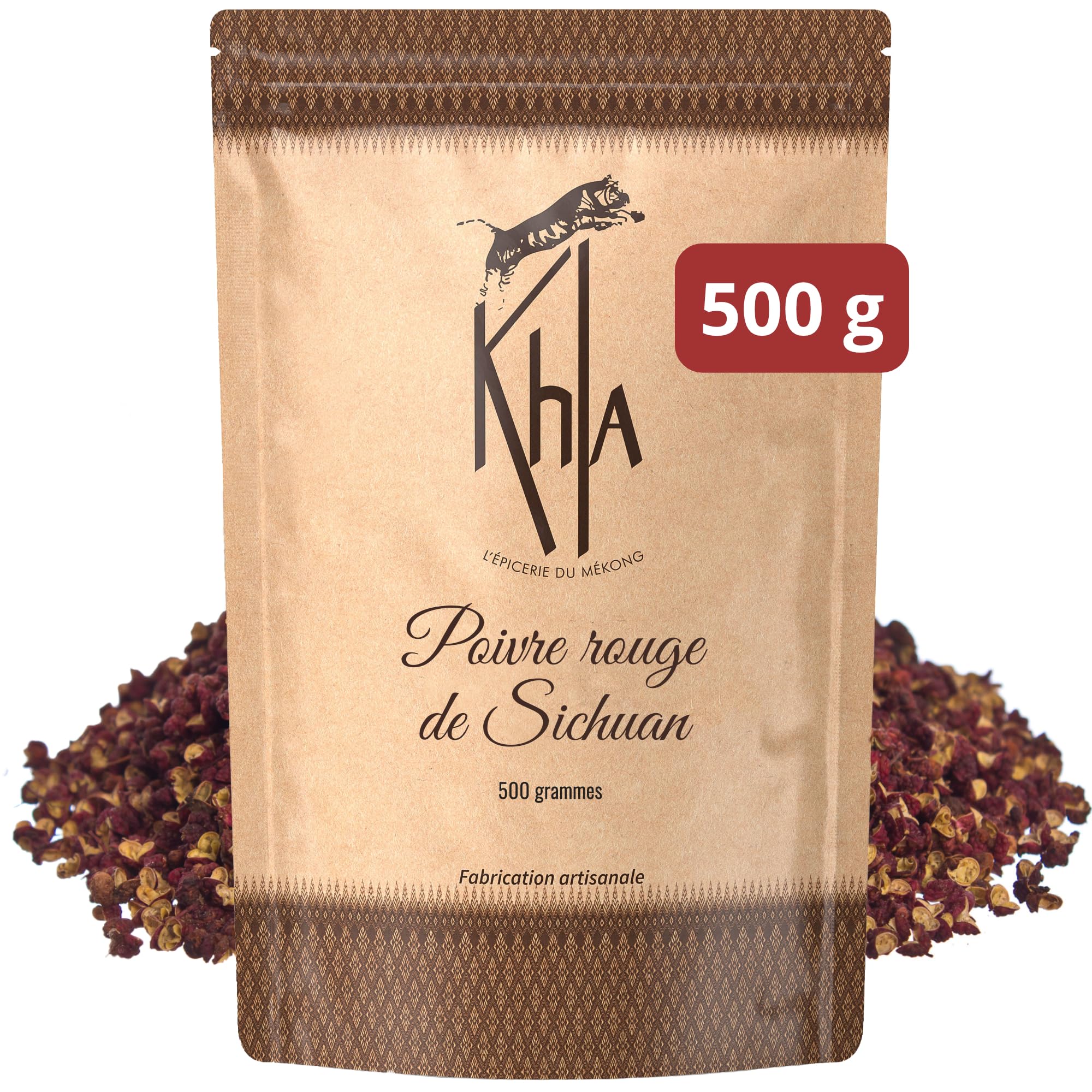 Khla - Pepe rosso di Sichuan - Bustina di grani di pepe 500g - Ingredienti Alimenti raffinati - Bacche rosse di Sichuan - Direttamente dal produttore - Spezia asiatica - Origine Cina