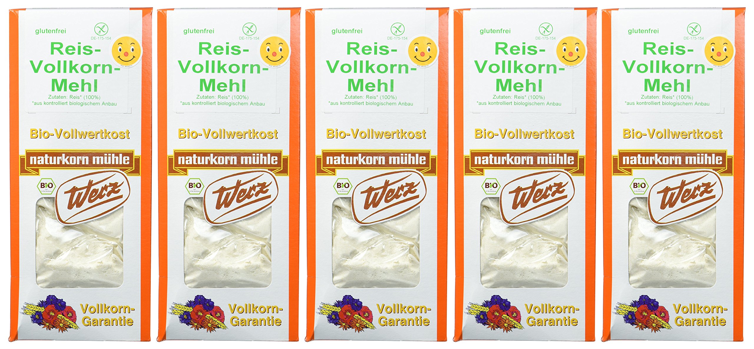 Werz Reis-Vollkorn-Mehl glutenfrei, 5er Pack (5x 1000 g) - Bio
