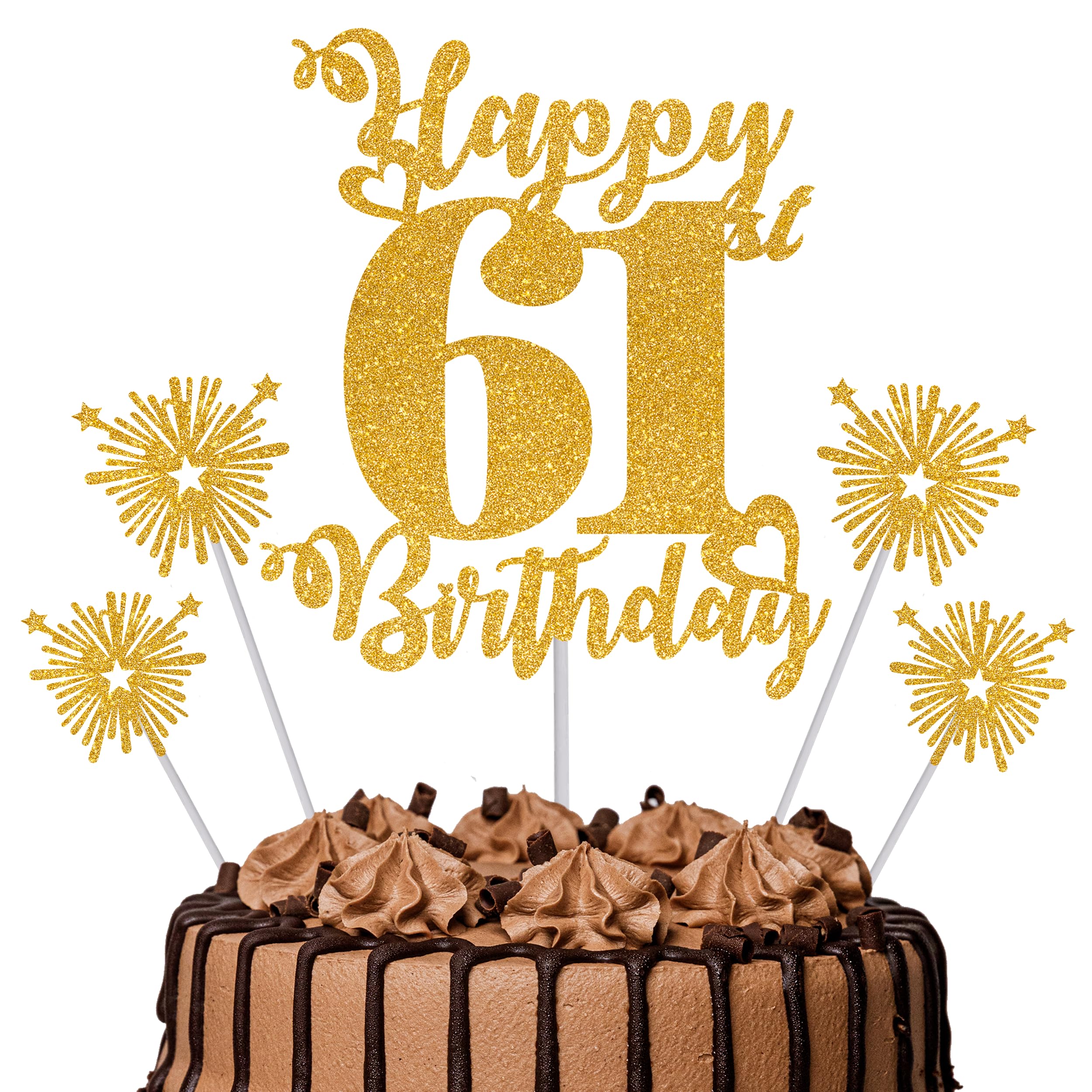 Gold Glitter 96th Birthday Cake Topper Set – 5 Piece Premium Glitter Birthday Decoration & Party Supplies for Men, Women & Kids – 96th Birthday — view 30