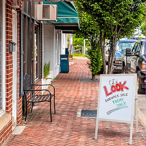 Miniatura 6 de Crestline - Caballete de marquesina, letrero de gran acera, caballete de madera dura natural (borrado en seco blanco y pizarra negra), 42 pulgadas