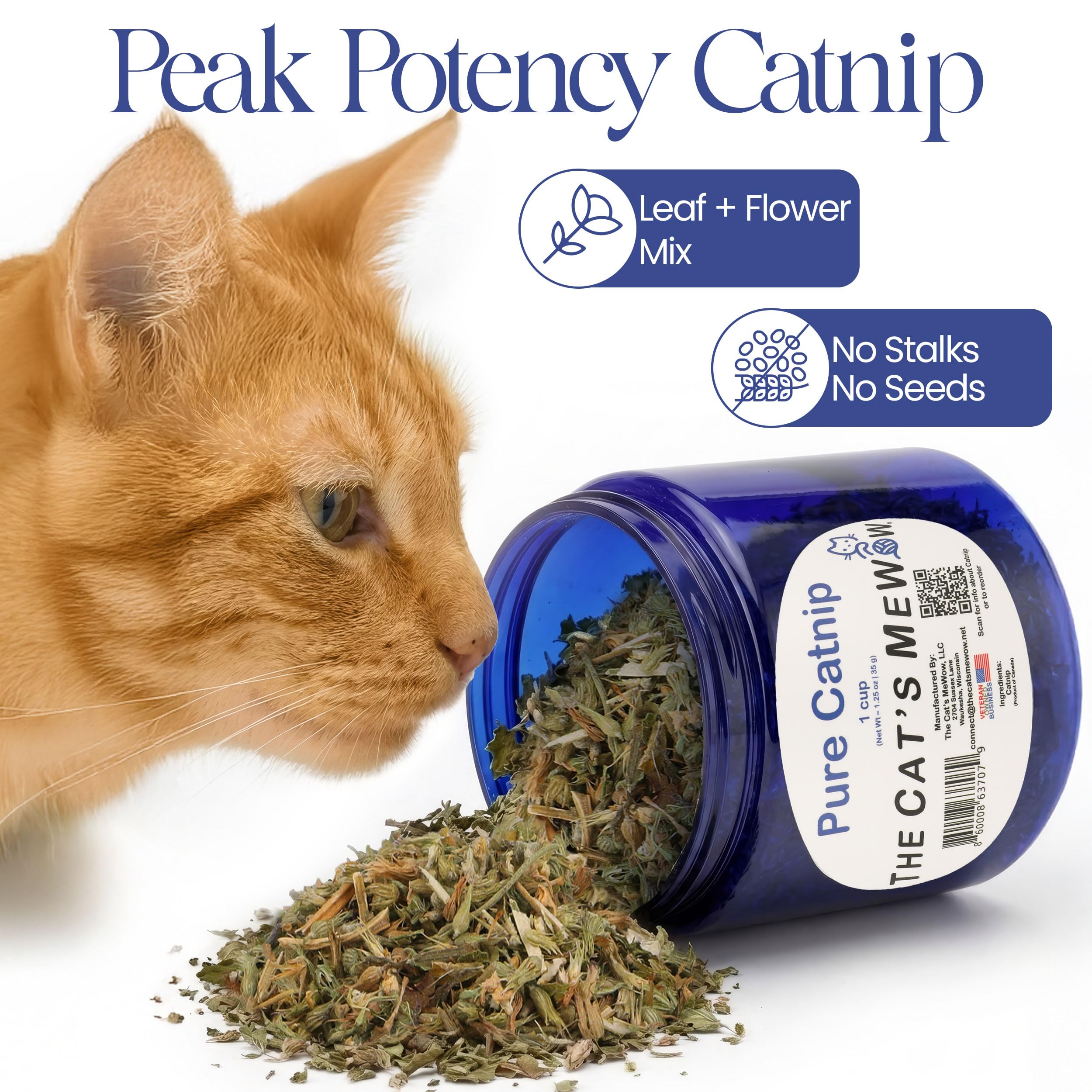 The Cat's MeWow Herbe à chat 100 % pure – Friandises naturelles et non addictives pour chats et chatons