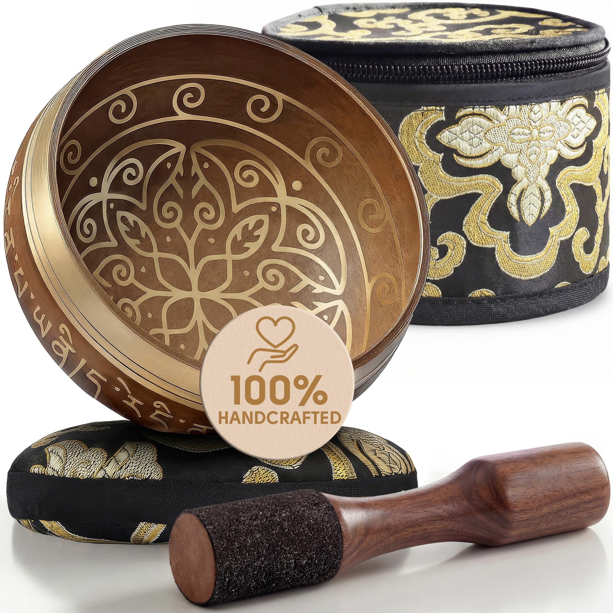 Silent Mind Tibetan Singing Bowl Set – Easy to Play &amp; Beginner Friendly Meditation Bowl with Cushion, Mallet &amp; Case | Stress Relief &amp; Mindfulness | Gift-Ready