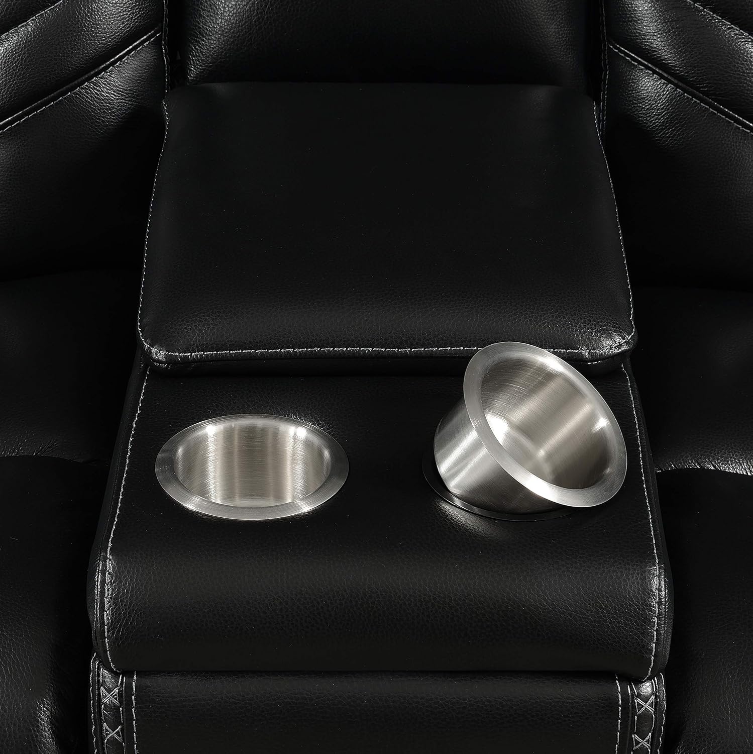Coaster Home Furnishings Bismark Reclining Power Headrest Loveseat with Console Black Love Seats (609462PPI)