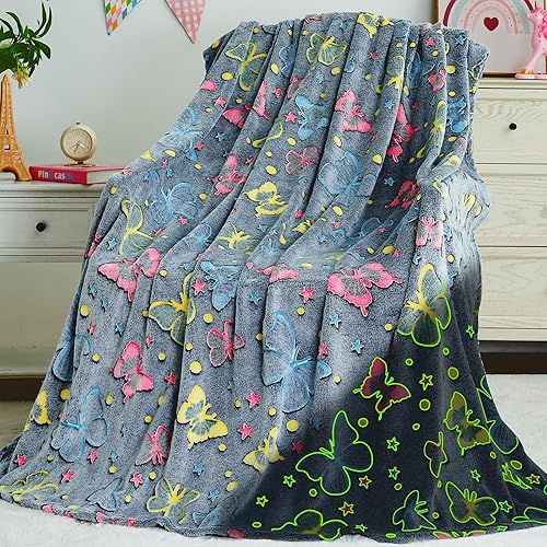 Miniatura 28 de inhand Blue Space Toys - Manta de estrellas que brillan en la oscuridad, regalos de cumpleaños para niños, linda manta para niños y divertida