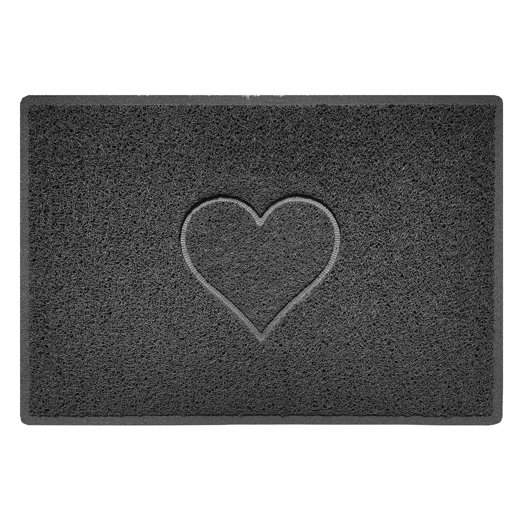 Nicoman Heart Embossed Shape Door Mat Dirt-Trapper Washable Barrier Doormat-Dark Grey (Drainage Open-Back)-Large (90x60cm)
