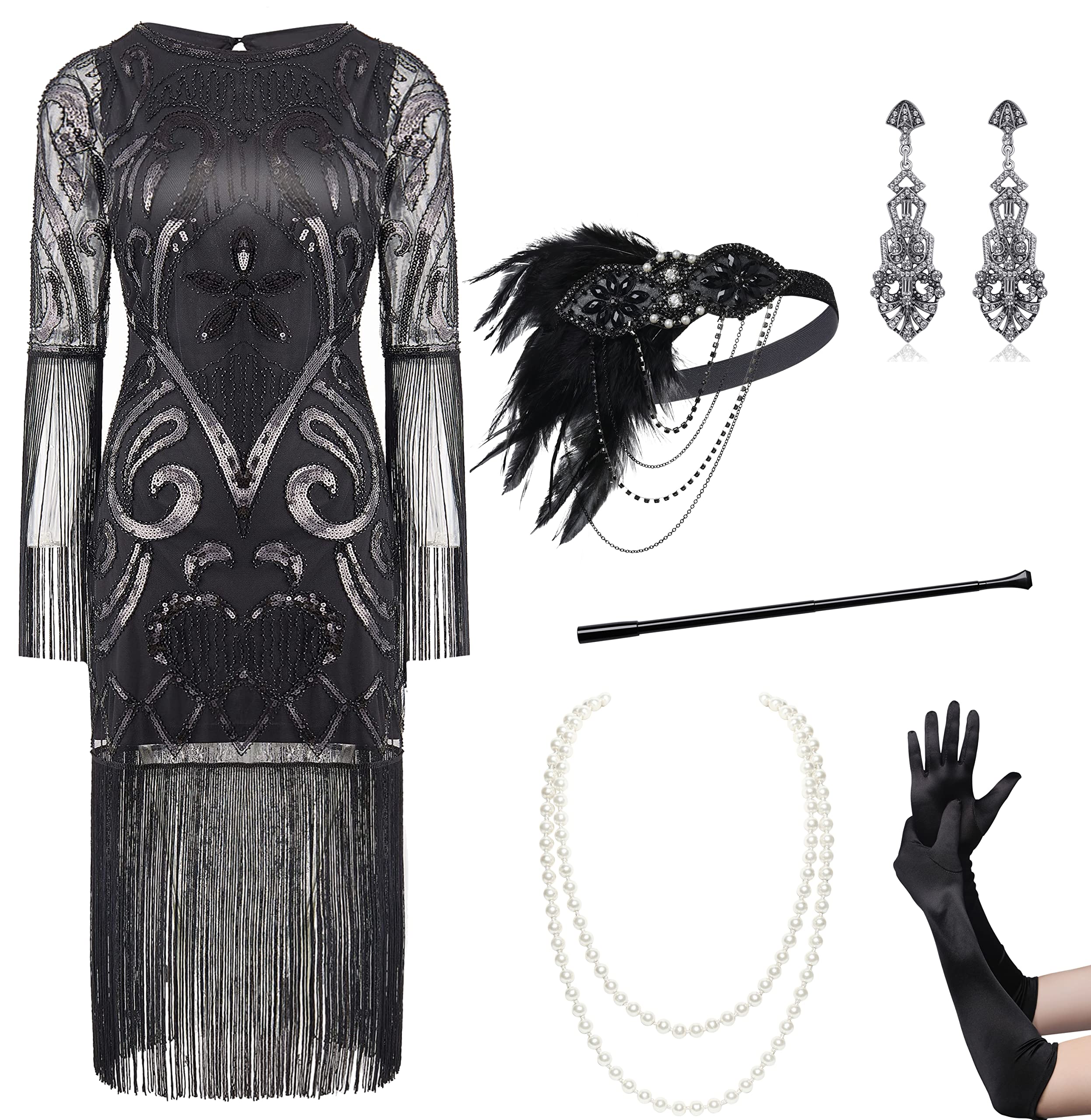 Robe Gatsby des années 1920 à franges pour soirée rétro chic - 8