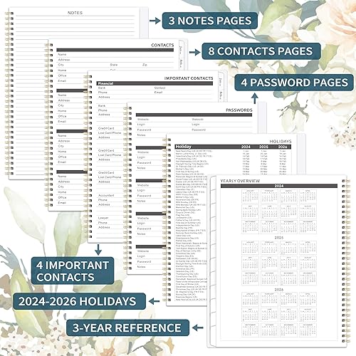 Miniatura 4 de Susidomi Agenda mensual 2024-2026, julio 2024 a junio 2026, 9 x 11 pulgadas, agenda mensual de 2 años 2024-2026 con pestañas mensuales, bolsillo de
