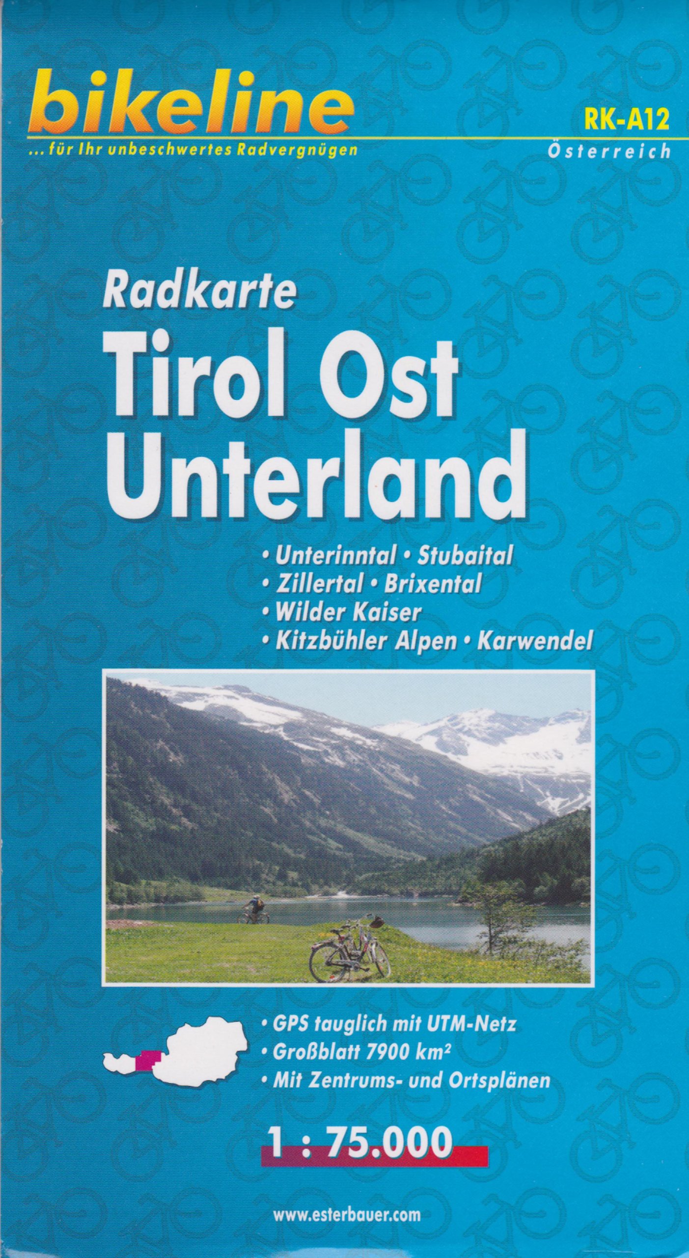 Bikeline Radkarte Tirol Ost Unterland. 1 : 75 000. Mit UTM-Netz. (RK-A12) Unterinntal, Stubaital, Zillertal, Wilder Kaiser-Brixental, Kitzbüheler Alpen, Karwendel, GPS-tauglich