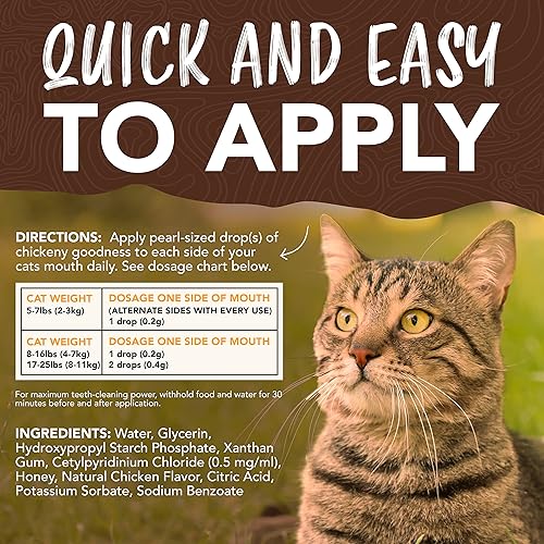 Miniatura 6 de TropiClean Enticers Gel de limpieza de dientes de gato, alternativa a pasta de dientes con sabor a pollo con miel, 2 onzas