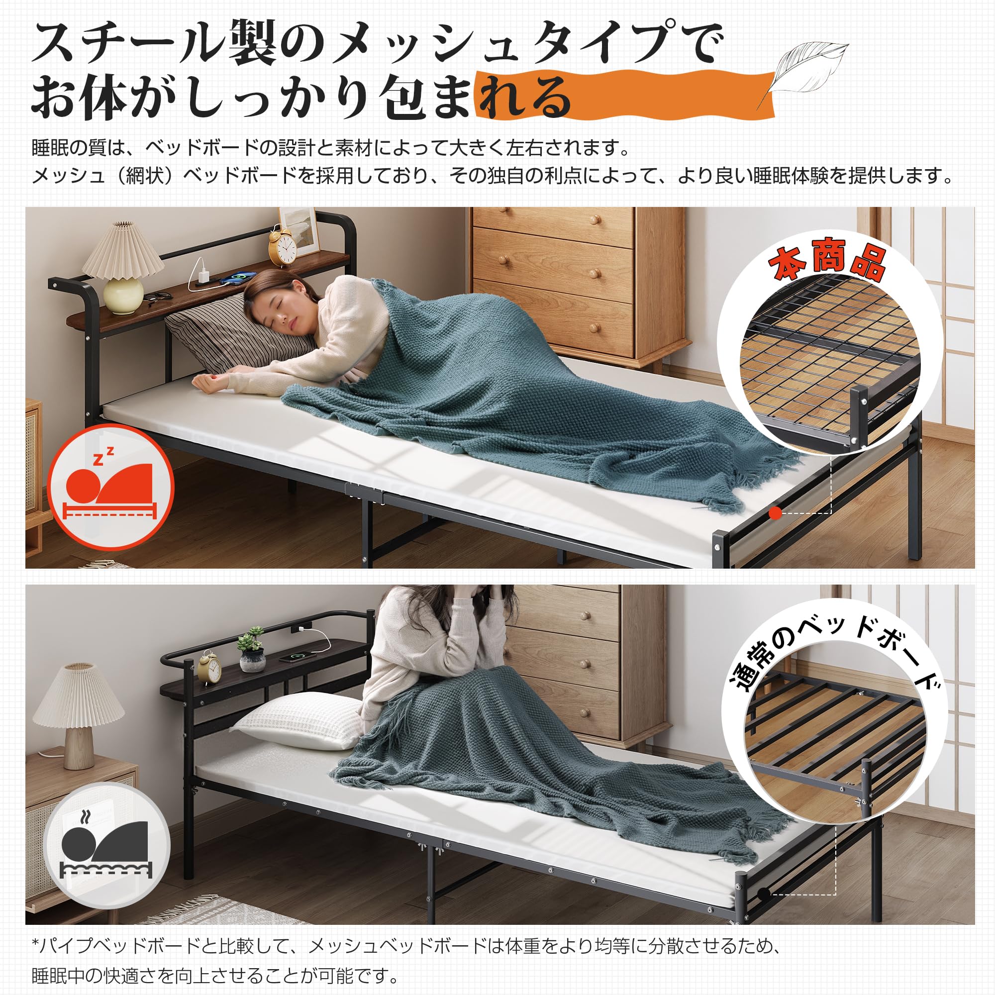 Amazon｜WLIVE ベッドフレーム ベッド セミダブル パイプベッド 