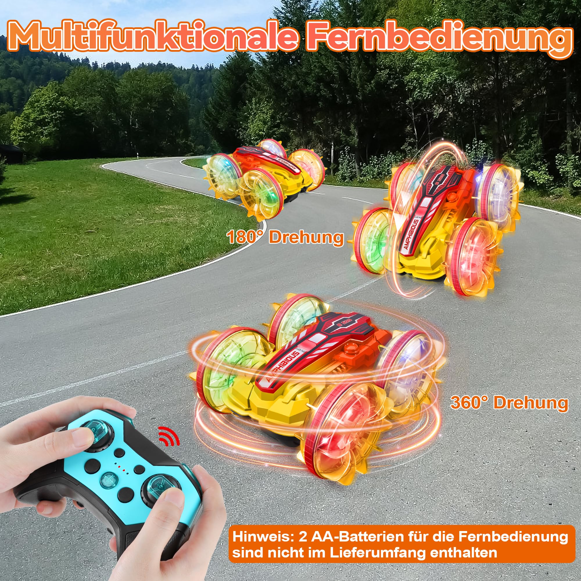 GLEEHAPY Macchina Telecomandata per Bambini - Macchina Radiocomandata Anfibia 4x4 con Luce Macchinina Telecomandata Bambino Auto Telecomandata Bambino Giochi Regalo per Bambini 3 4 5 6 7 8-12 Anni