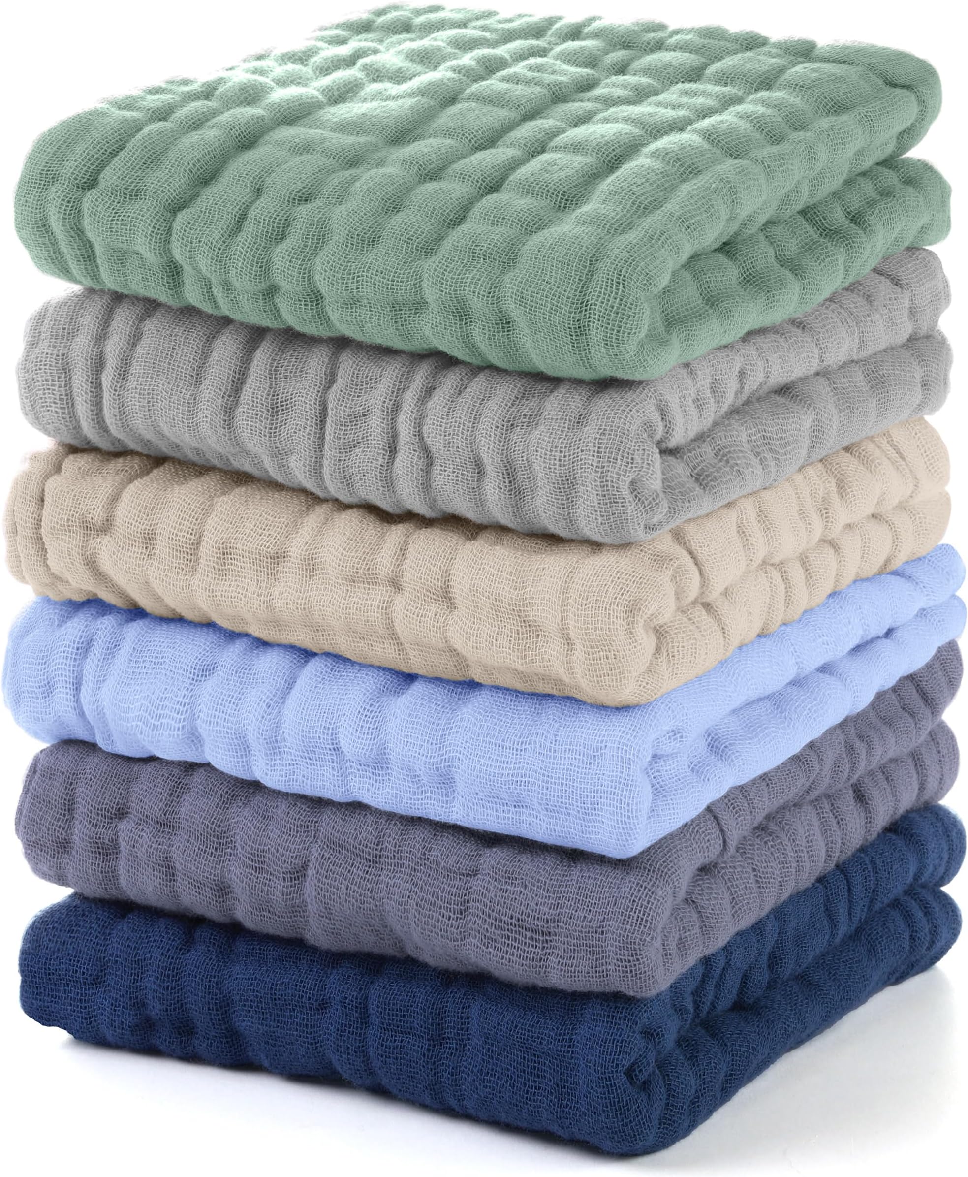 Unnivoll Muslin Burp Cloths Baby 12''X12'', Baby Washcloths 6 Pack, 100% Cotton Baby Wash Cloths Absorbent and Soft for Newborn Infants Kids Boys Girls - Multicolor