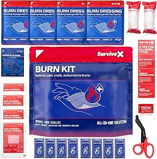 Burn Dressing Kit with Tea Tree Oil - Hydrogel Burn Pads, Cooling Gels, Non-Adhesive Dressings & Gauze - Complete First Aid Accessory for Instant Cooling, Soothing & Burn Relief