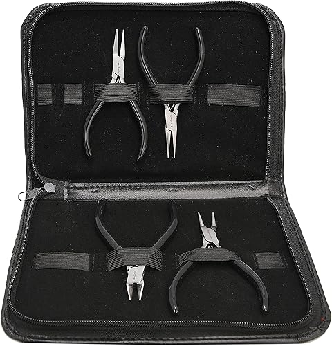 Miniatura 4 de The Beadsmith Juego de alicates de línea delgada puntas extrafinas 45 pulgadas 4 piezas nariz redonda nariz de cadena nariz plana y cortador lateral