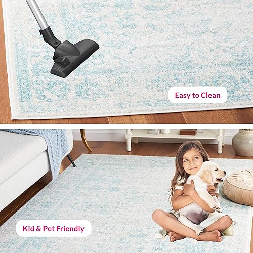 Miniatura 616 de Safavieh colección Adirondack - Alfombra de área, 6 x 9 pies, gris y azul, diseño oriental desgastado, no desprende pelusa, fácil cuidado, ideal