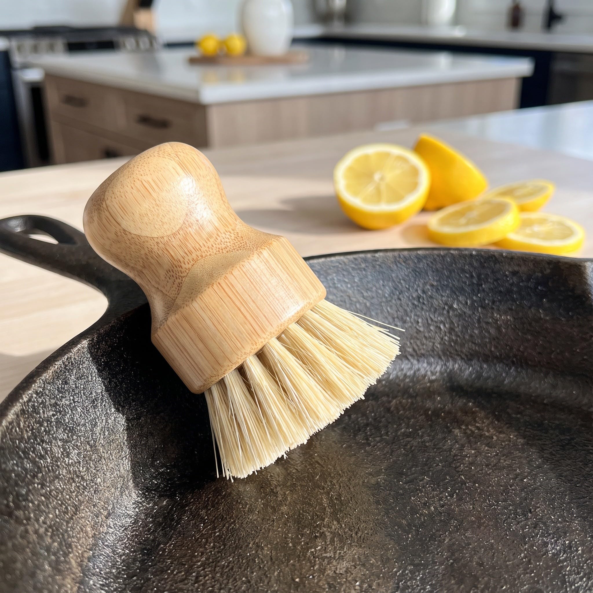 INOOMP Ensemble de 12 brosses à Vaisselle en Bois, Poils en sisal
