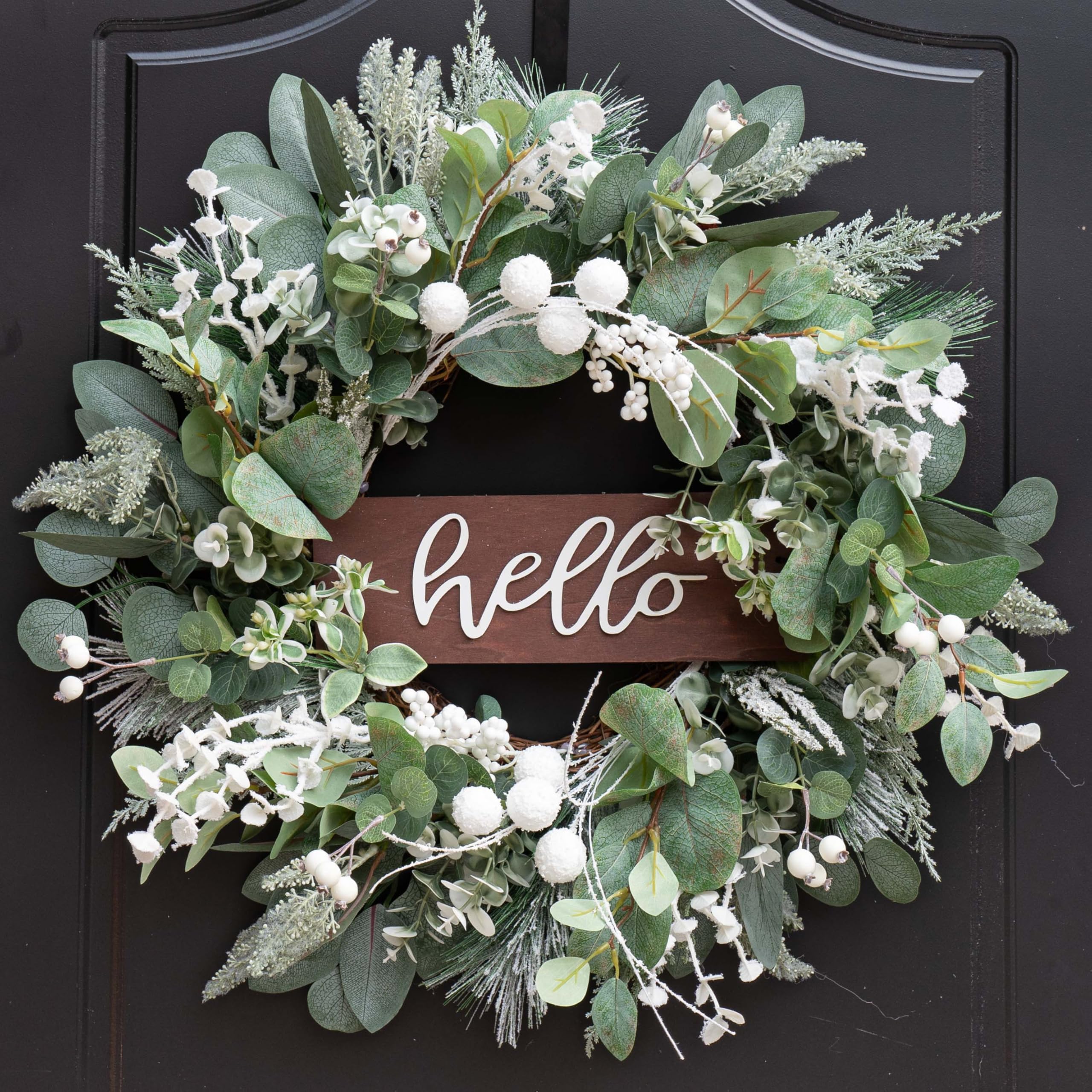 Amazon.com: Winter Wreaths Front Door, Soomeir 24 Inch Winter Door ...