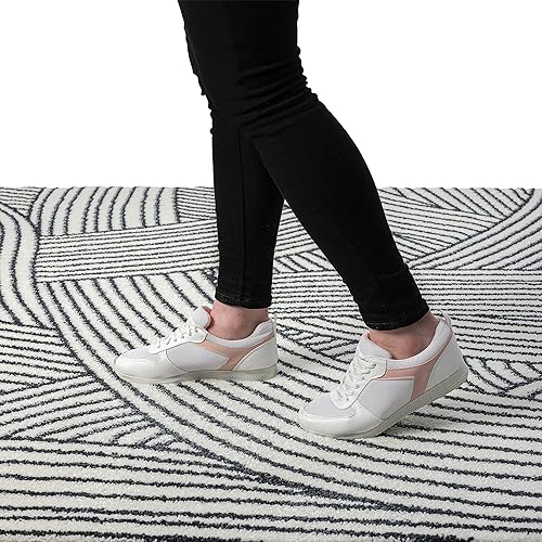 Miniatura 8 de Abani Nuevo Collection - Alfombra de área, diseño moderno forrado cremacarbón, 4 x 6 pies, fácil de limpiar, duradera para niños y mascotas, no