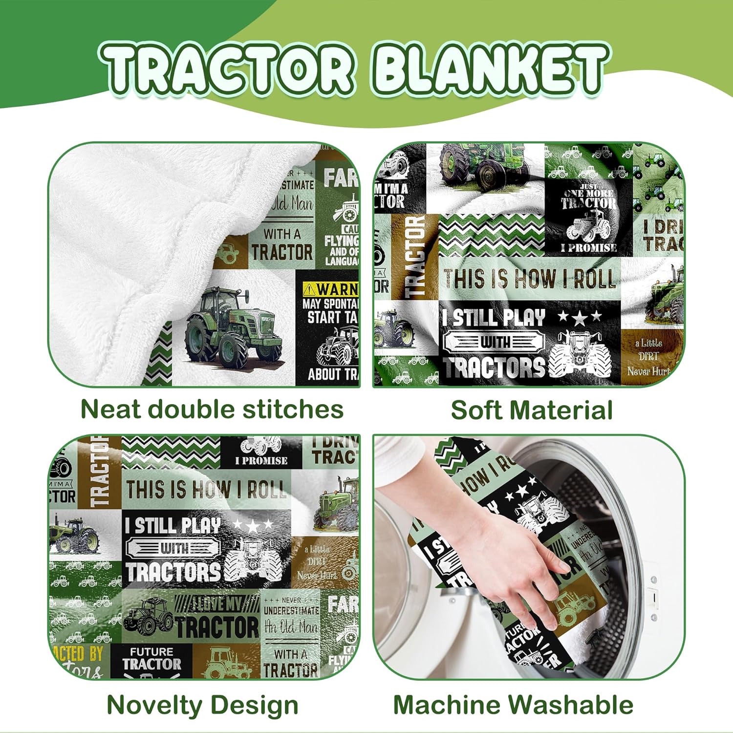 Tractor Blanket Farm Harvester Blankets,Tractor Throw Blanket Gifts for Girls Boys,Ultral Soft Warm Lightweight Car Blanket for Boys Room Decor Bed Sofa,50"x60"for Teens - Image 5