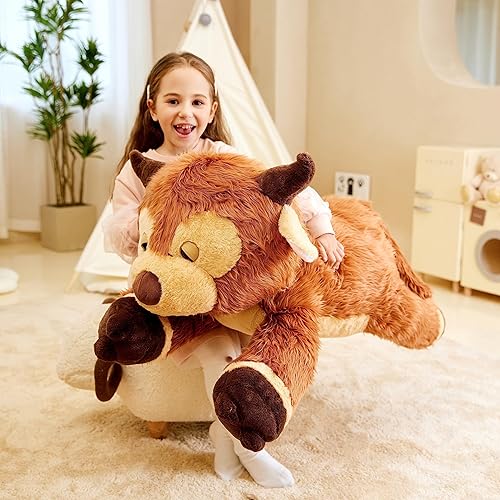 Miniatura 3 de IKASA Juguete de peluche de vaca gigante de las tierras altas, gran vaca escocesa de las tierras altas, juguetes suaves jumbo, tamaño enorme de 33