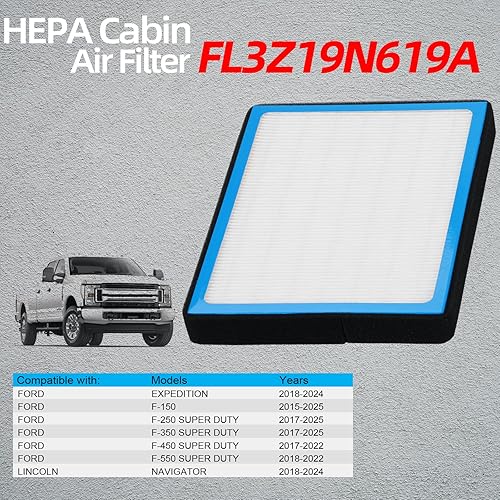 Miniatura 8 de FL3Z19N619A - Filtro de aire acondicionado HEPA de cabina con carbón activado, accesorios de filtro de aire de cabina de repuesto compatibles con