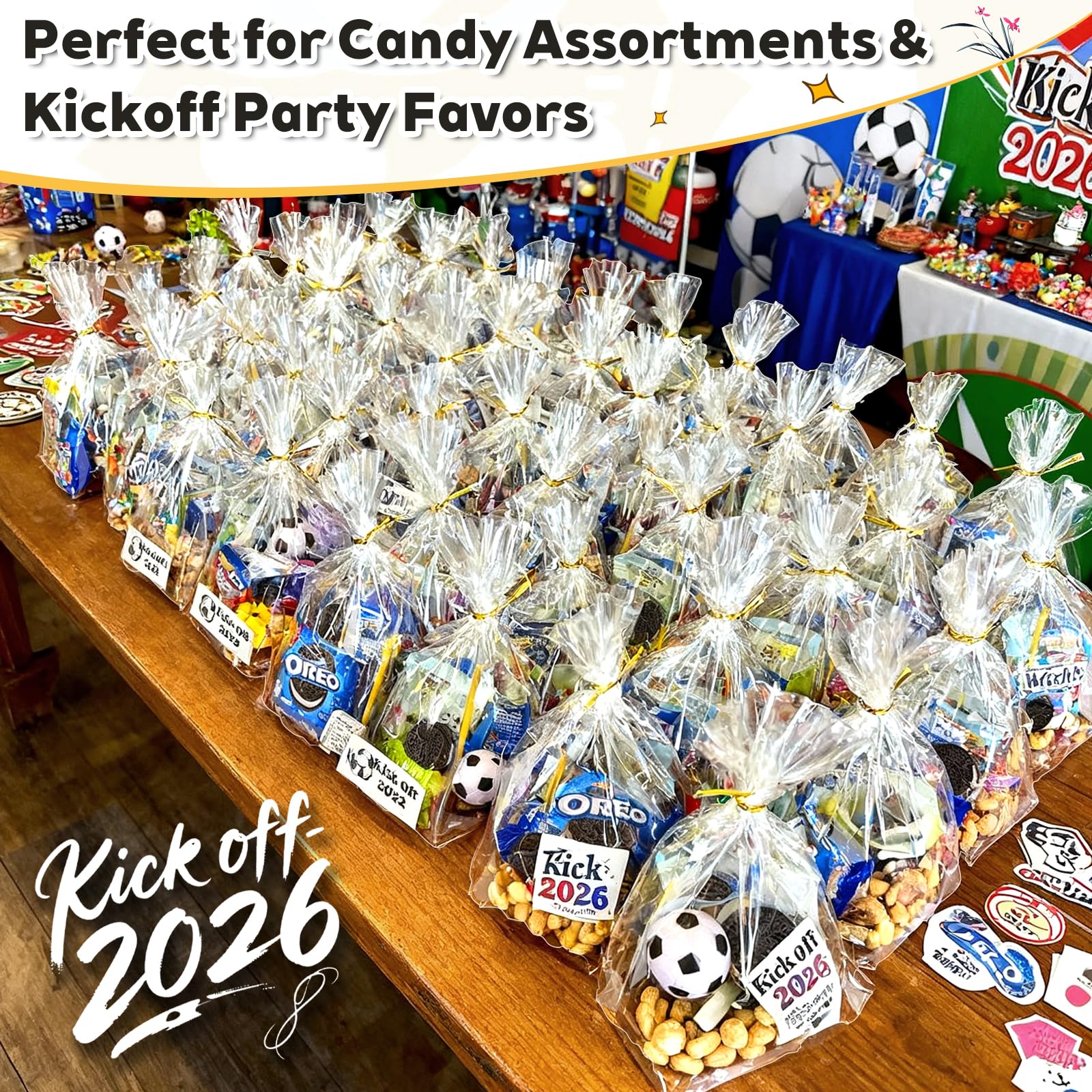 ⭐️セロファン お菓子袋　ラッピング　クッキー キャンディー タイ付　200枚 ⭐️セロファン お菓子袋 ラッピング クッキー キャンディー