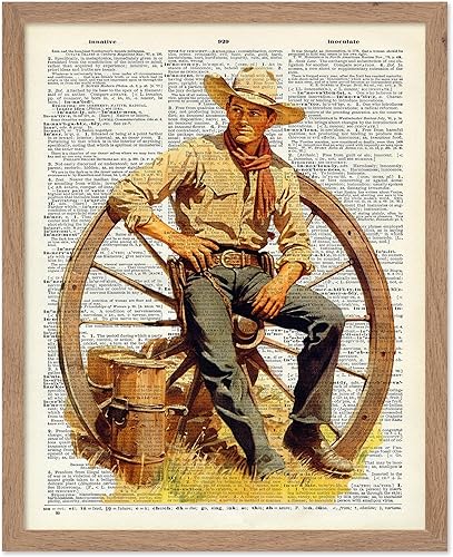 Miniatura 70 de Poster Master Póster artístico de diccionario, estampado retro de vaquero y caballo, arte del salvaje oeste, arte occidental, arte moderno, regalo