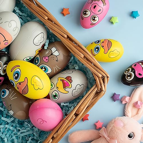 Miniatura 9 de JOYIN 12 piezas de huevos de Pascua Squishy juguete para la caza de huevos de Pascua con temática de animales con personajes, alivio del estrés de
