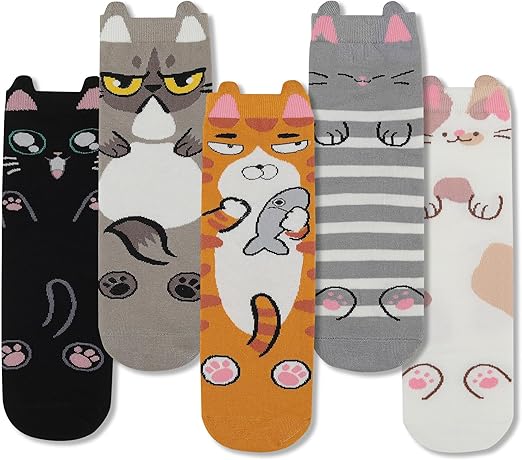 Funny Animal Socks for Women - Cute Dog and Cat Socks, Colorful Novelty Funny Socks for Animal Lover
