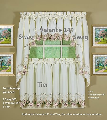 Miniatura 4 de Today's Curtain Verona - Nivel de bordado inverso, 36 pulgadas, crudorosa, 60 pulgadas de ancho x 36 pulgadas de largo