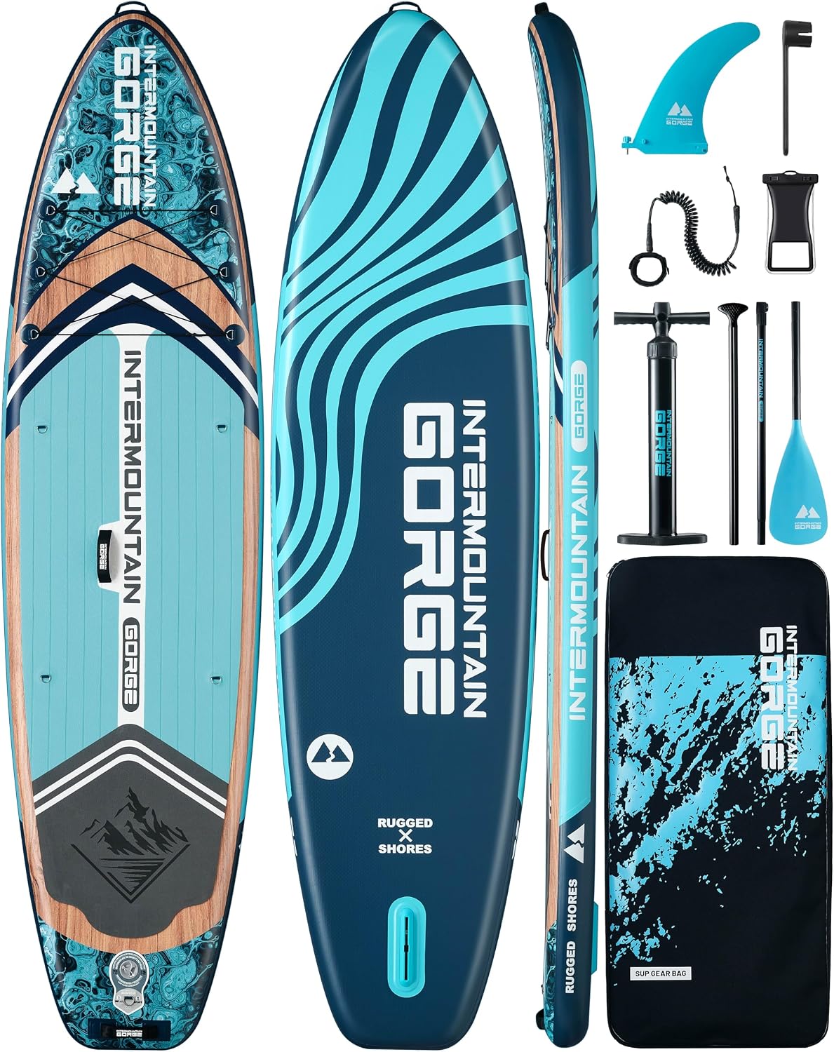 11'x34 Ultra Wide Paddleboard, Inflatable Stand-up Paddle Board &amp;420lb Capacity for All Skill, SUP for Yoga/Family, EVA Deck, US Fin, 100L Bag, High-Pressure Pump, Safety Leash