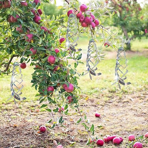 Vista 11 de Sfcddtlg 4 reflectores en espiral repelentes de pájaros, 15.8 pulgadas, dispositivo de disuasión de pájaros reflectantes para colgar pájaros