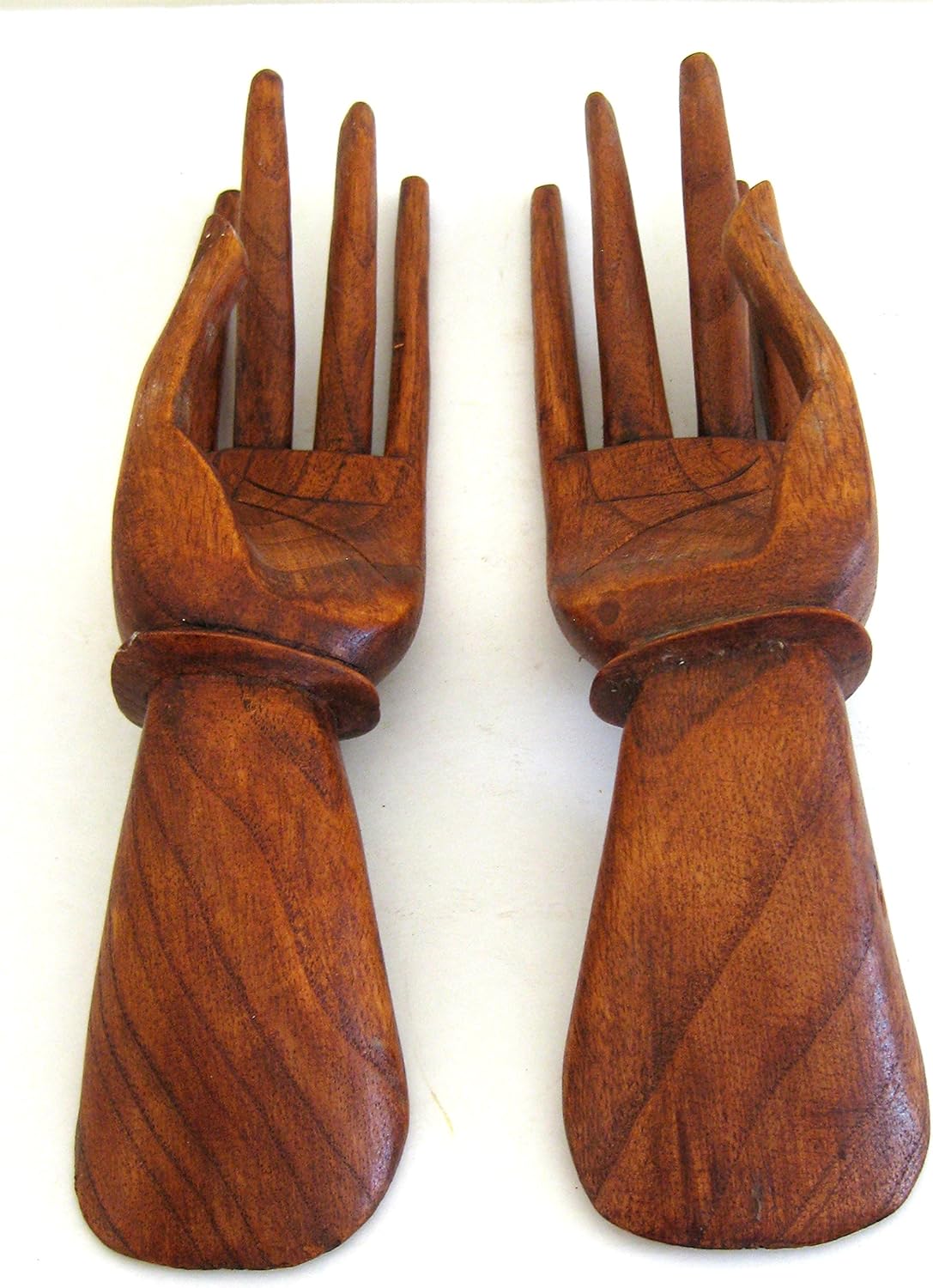 OMA Helping Blessing Hand Wood Carved Statue Jewelry Ring Display Business Card Stand