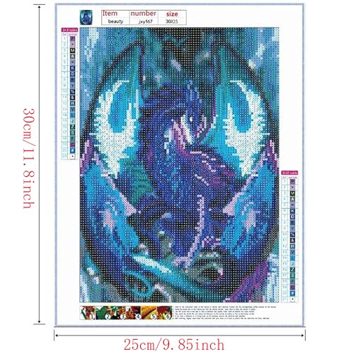 5D Diamond Painting Kits For Adults Beginner Full Drill The Dragon Embroidery Painting Paint With Diamond Diy Diamond Dots Art Kits For Well Decoration( Blue Dragon King 9.85”X11.81”/25X30Cm) #TOP1