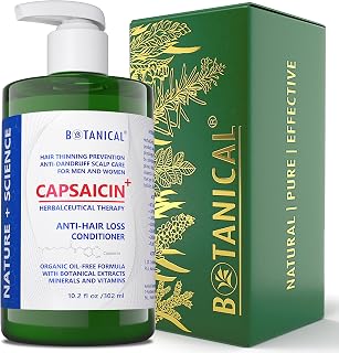 Botanical Capsaicin Conditioner for Hair Loss and Hair Thinning For Men & Women Scalp Stimulating Oil-Free Formula 10.2 Fl Oz