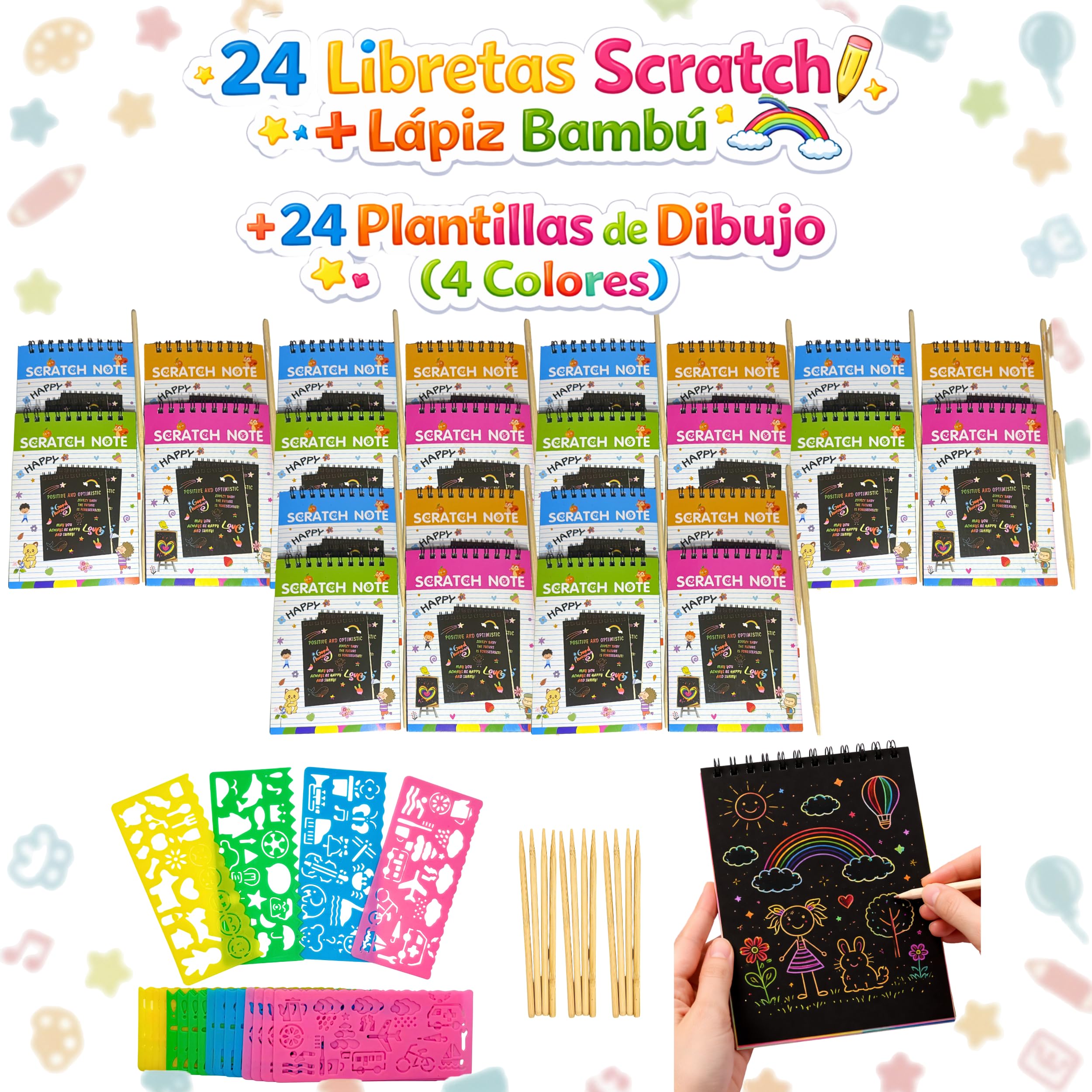 EL MOCHUELITO Regalos Cumpleaños Niños Colegio – Pack 24 Invitados con Bolsas Individuales, Pulseras Silicona Slap, Puzzle 3D y Scratch Art – Detalles Cumpleaños Infantil Repartir o Crear Bolsitas - 5