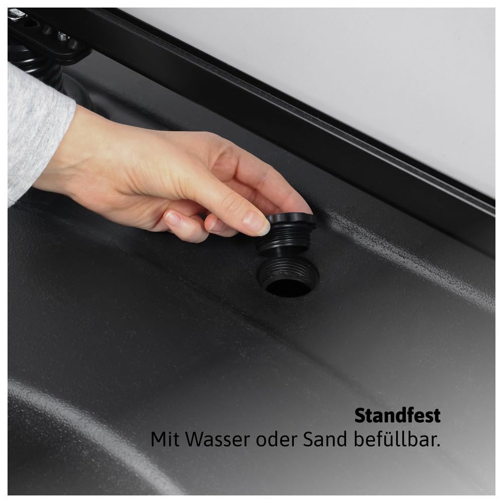 Dönges Kundenstopper A1 – Outdoor Plakatständer für Außenbereich – wetterfest & doppelseitig (Schwarz, Fuß befüllbar + Federn)