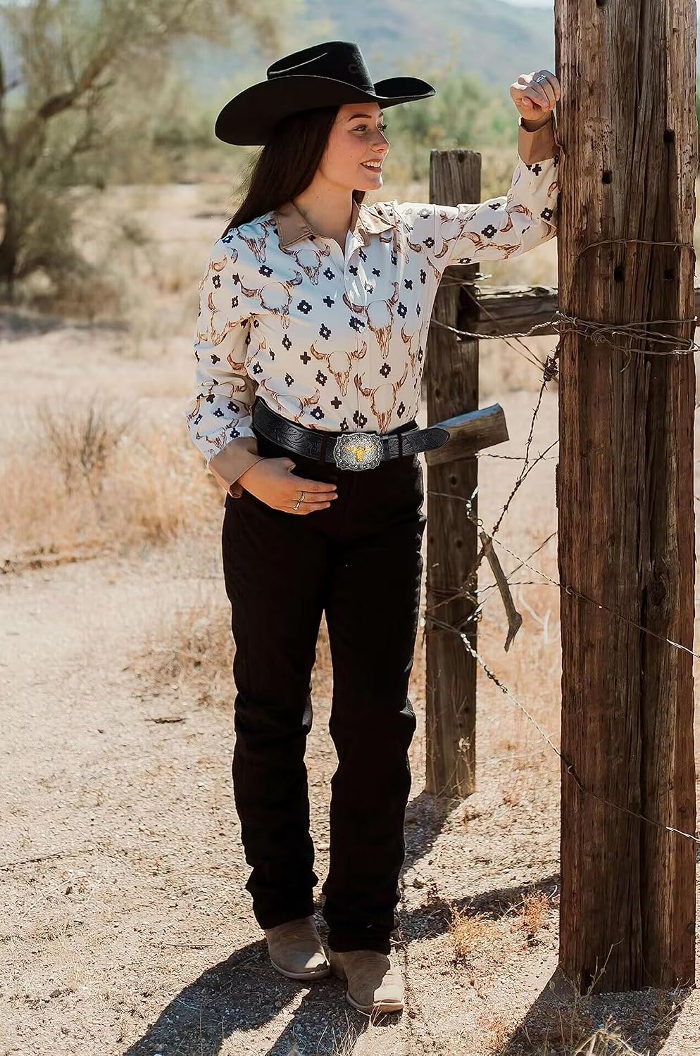 Western-PU-Leather-Belts-Women - Cowboy-Cowgirl-Engraved-Buckle-Belt Unisex thumbnail